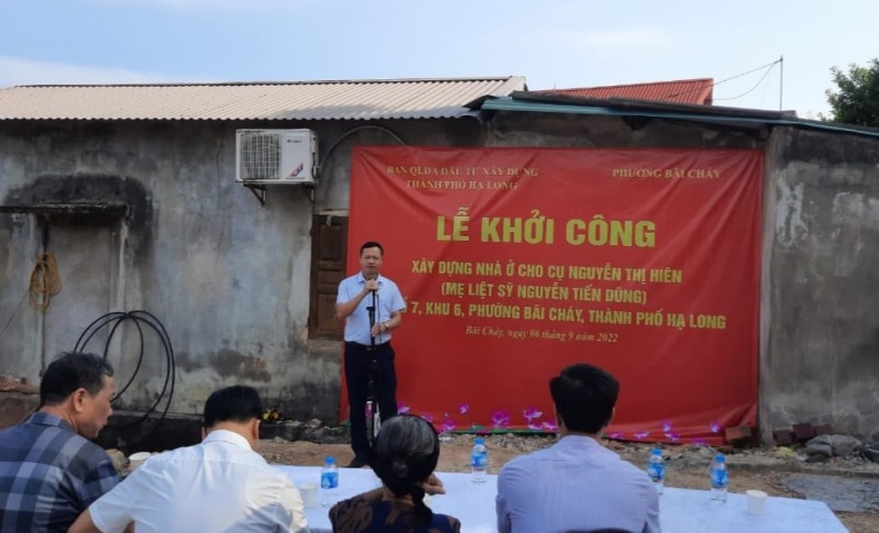 Khởi công xây dựng nhà ở cho cụ Nguyễn Thị Hiên (mẹ liệt sỹ Nguyễn Tiến Dũng) tại tổ 7, khu 6, phường Bãi Cháy